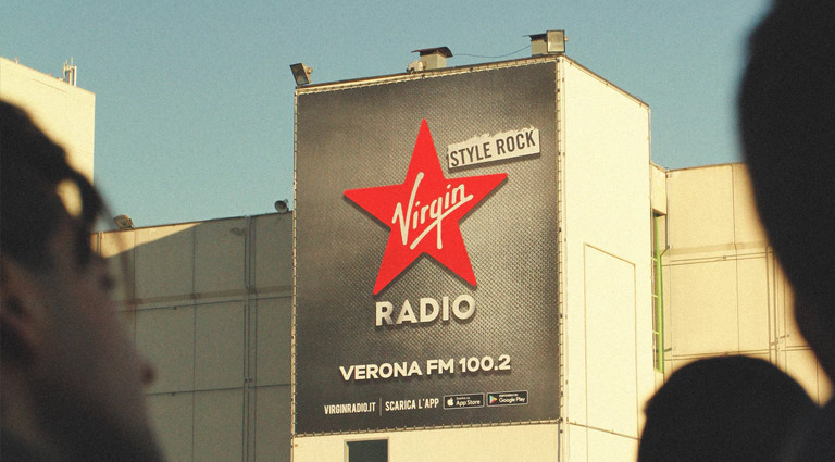 virgin radio ad on the building